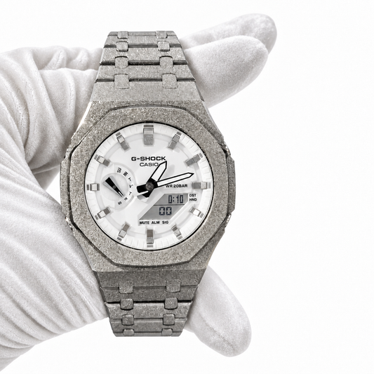 Custom Watch – Silver White Frosted