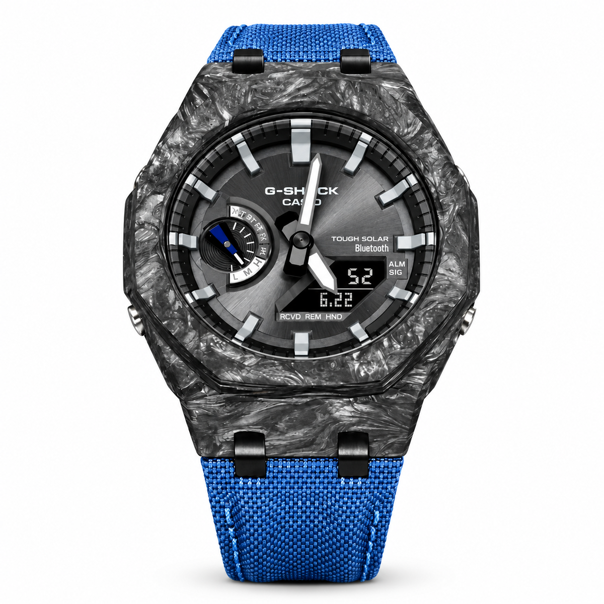 Custom Watch – Blue Bluetooth Carbon Fiber