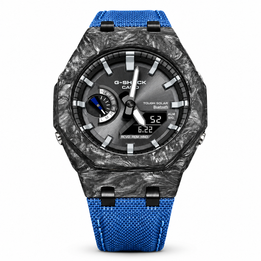 Custom Watch – Blue Bluetooth Carbon Fiber