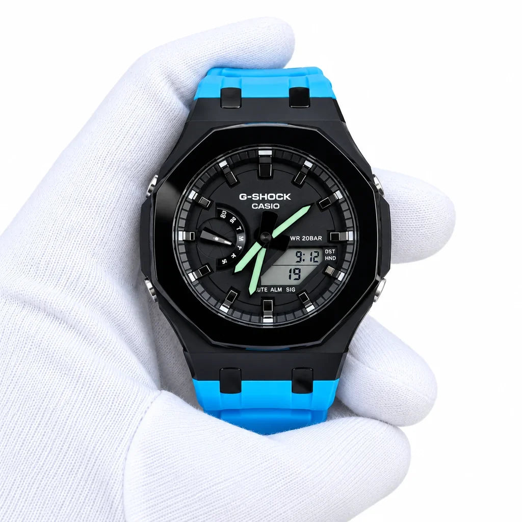 Custom Watch – Black Blue Mirror Polish