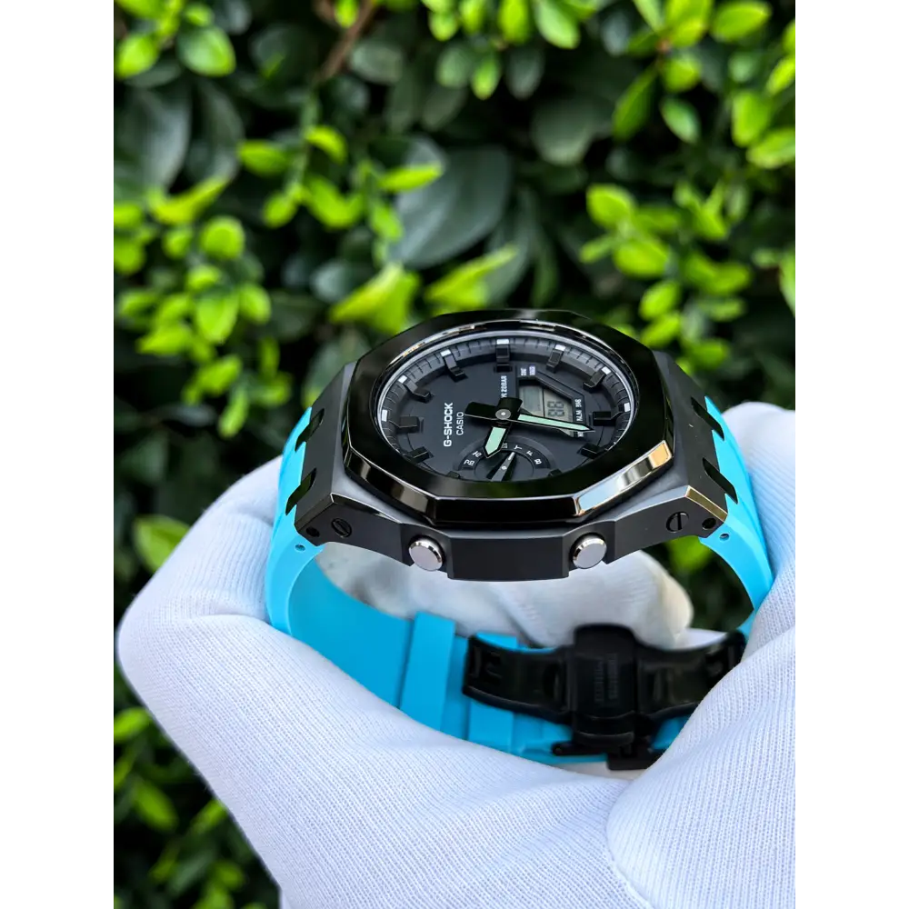 Custom Watch – Black Blue Mirror Polish