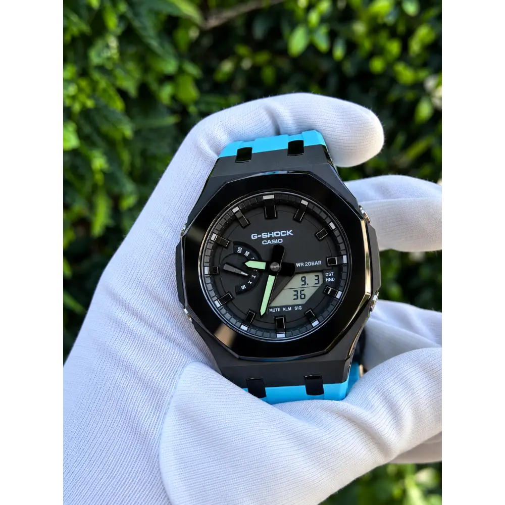 Custom Watch – Black Blue Mirror Polish