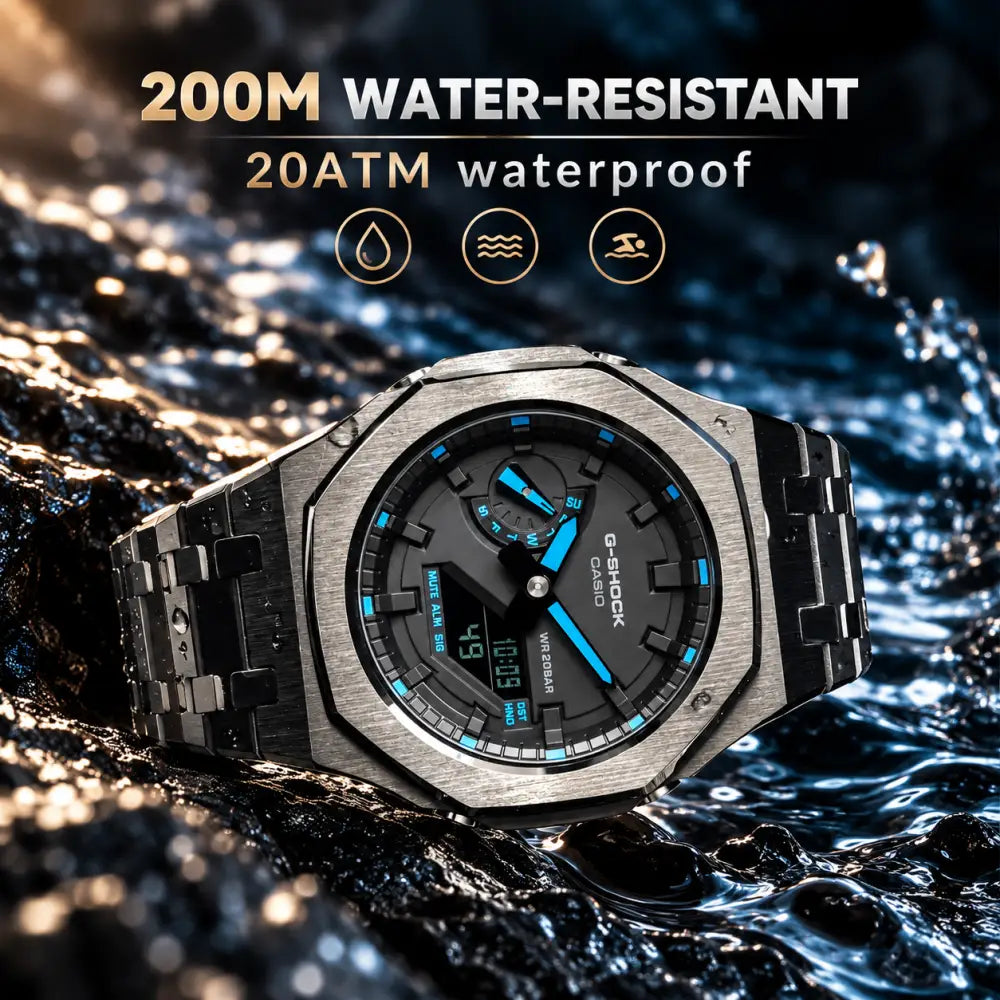 Custom Watch – Black Blue Steel – Mod G-Shock GA2100