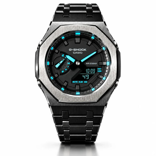 Custom Watch – Black Blue Steel – Mod G-Shock GA2100
