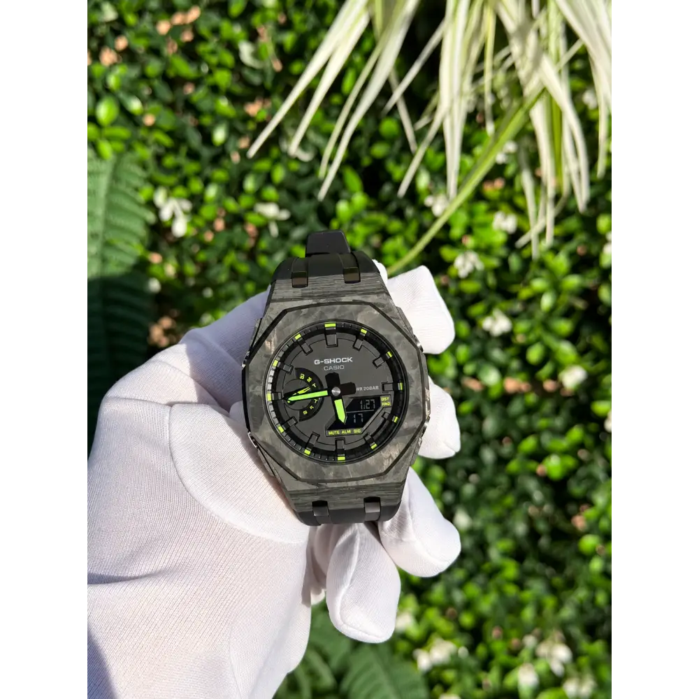 Custom Watch – Black Carbon Fiber Luminous Full Green