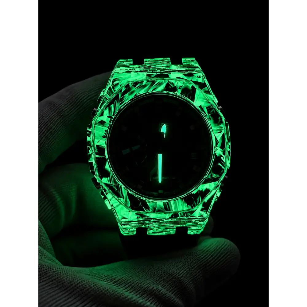 Custom Watch – Black Carbon Fiber Luminous Full Green