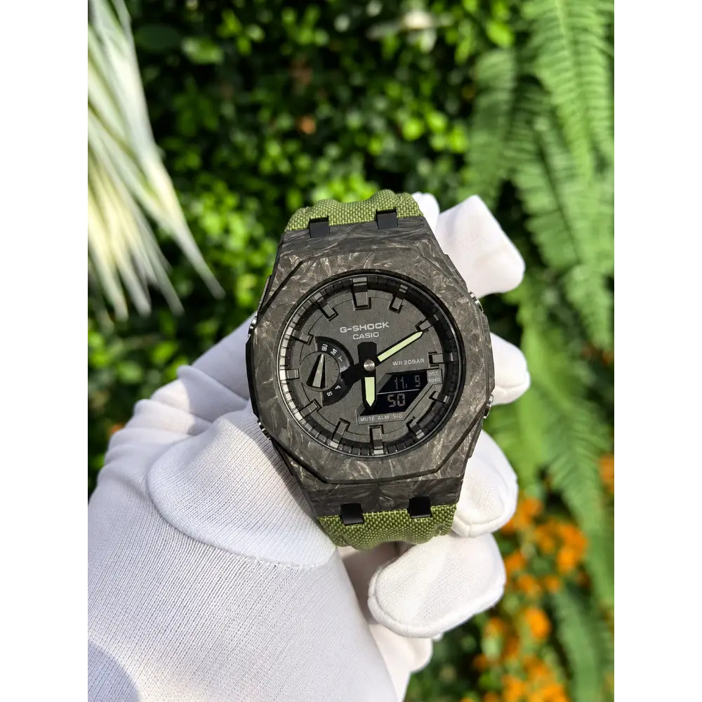 Custom Watch – Black Green Carbon Fiber
