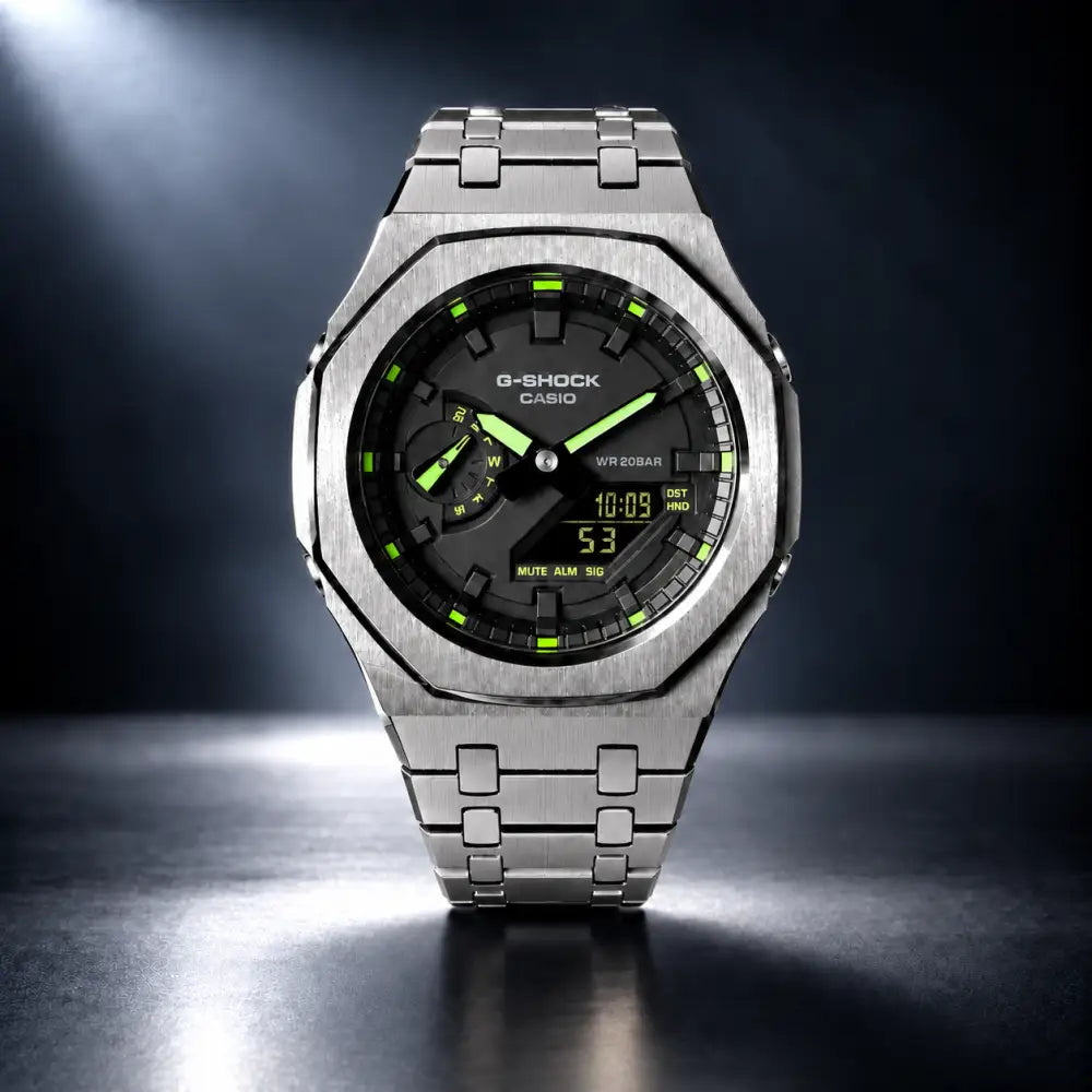 Custom Watch – Black Green Steel – Mod G-Shock GA2100