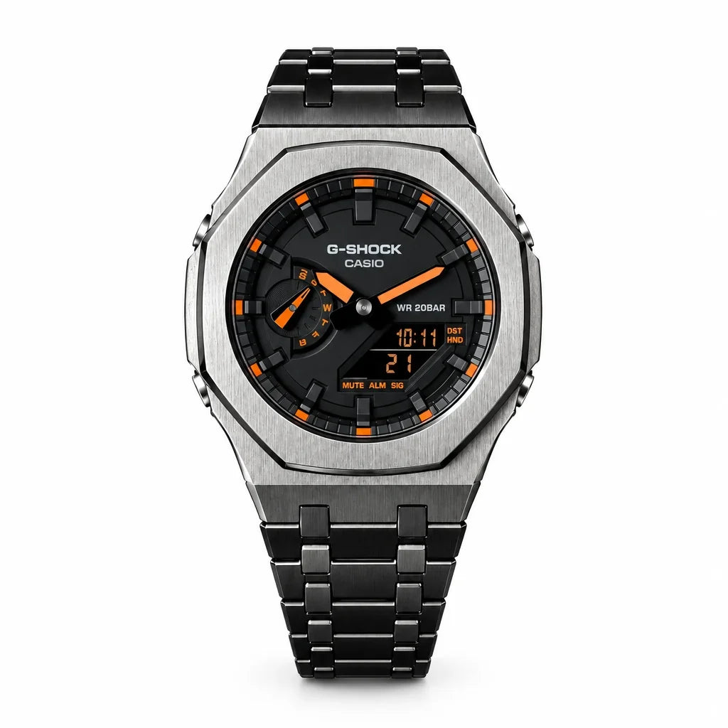 Custom Watch – Black Orange Steel