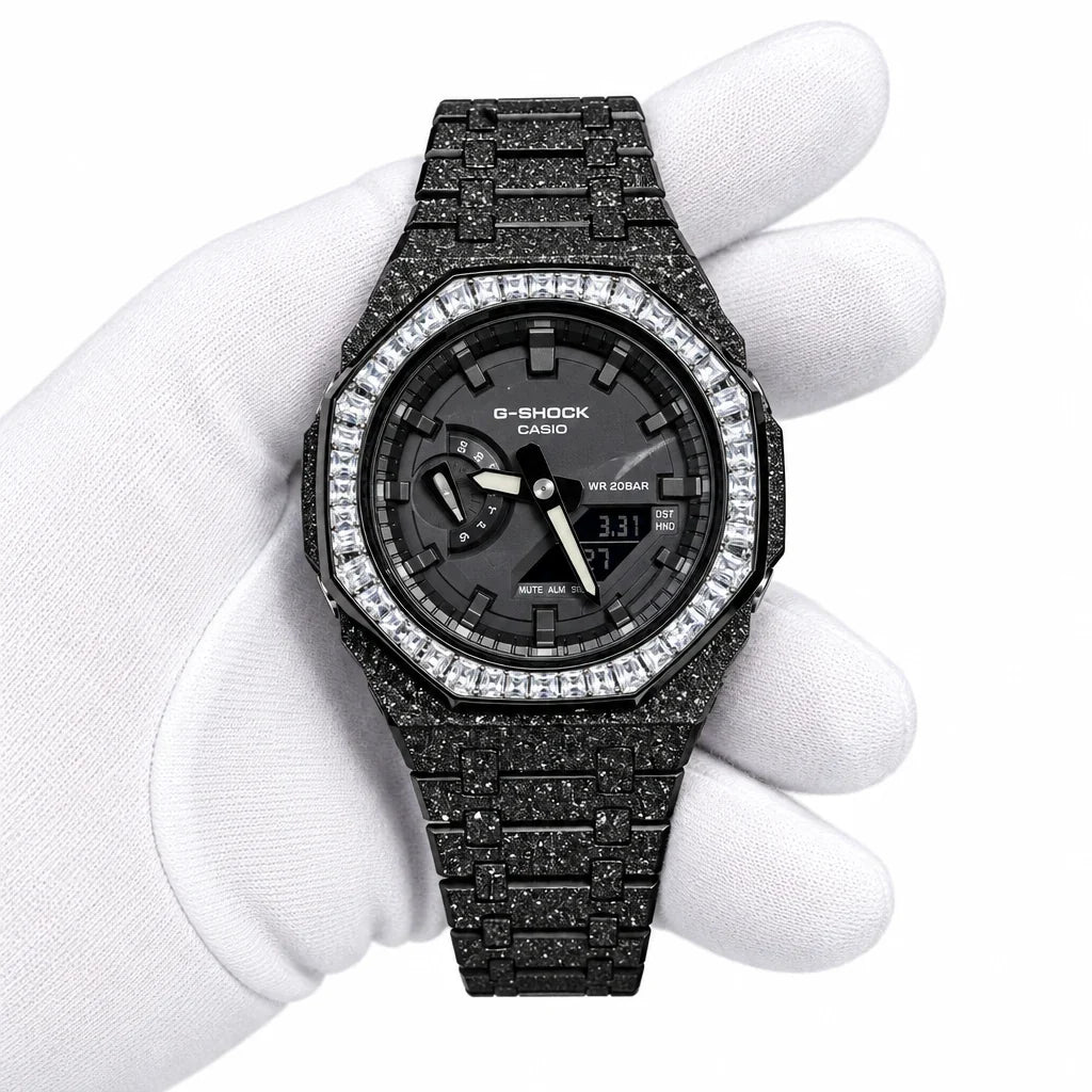 Custom Watch – Full Black Frosted Diamond