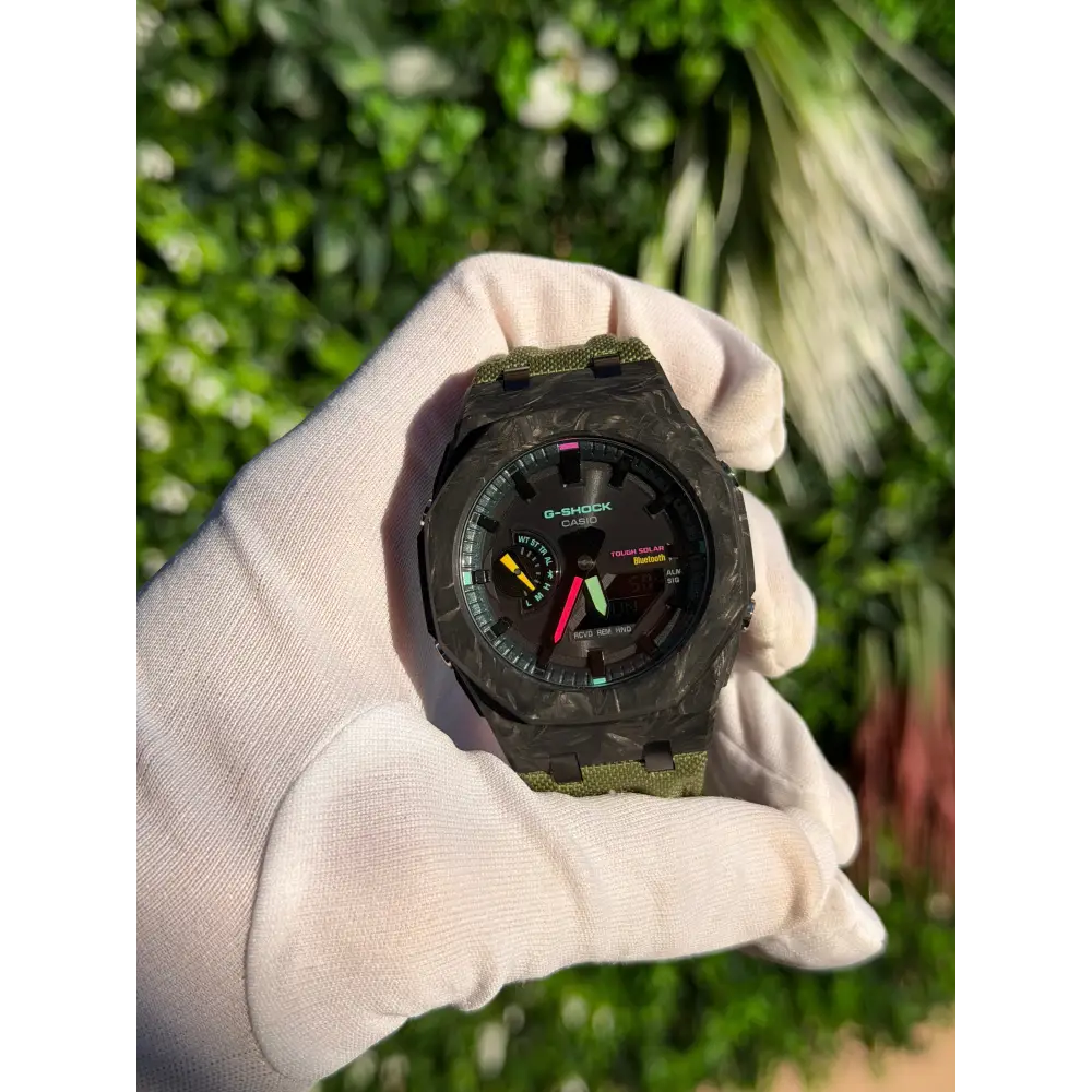 Custom Watch – Full Green Bluetooth Carbon Fiber