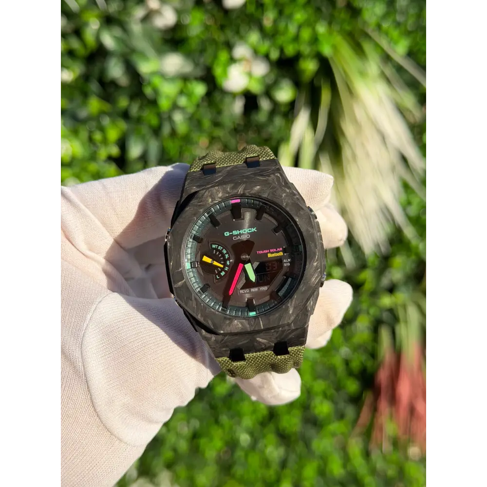Custom Watch – Full Green Bluetooth Carbon Fiber
