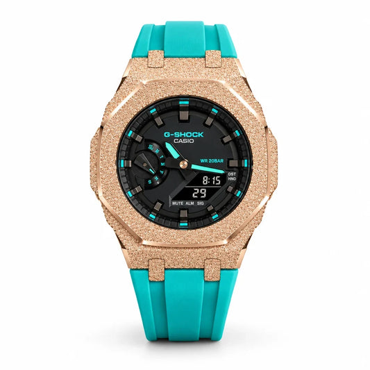 Custom Watch – Rose Gold Blue Frosted
