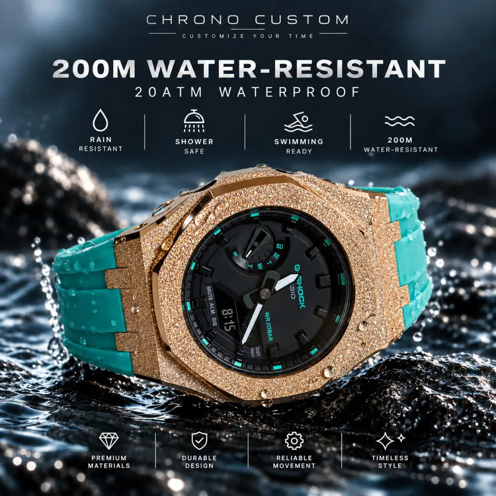 Custom Watch – Rose Gold Blue Frosted