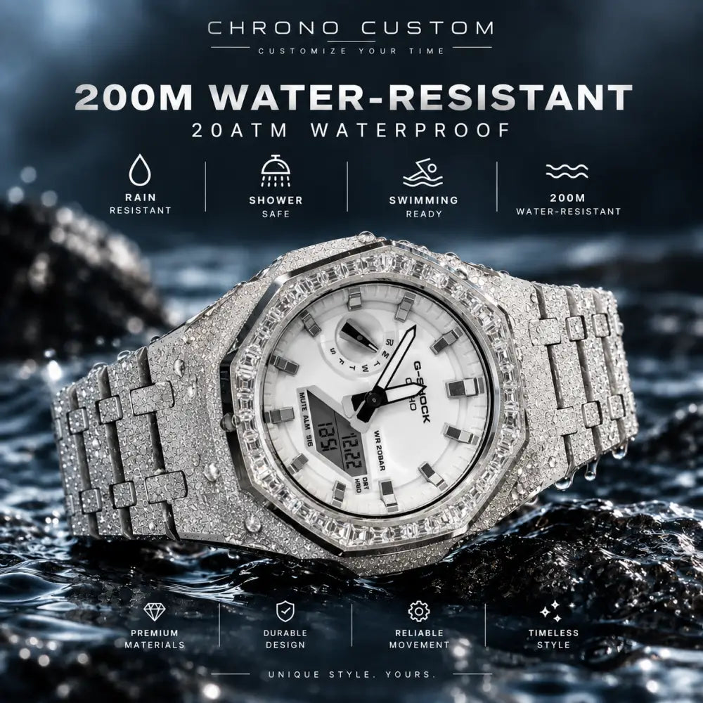 Custom Watch – Silver Frosted Diamond Bezel