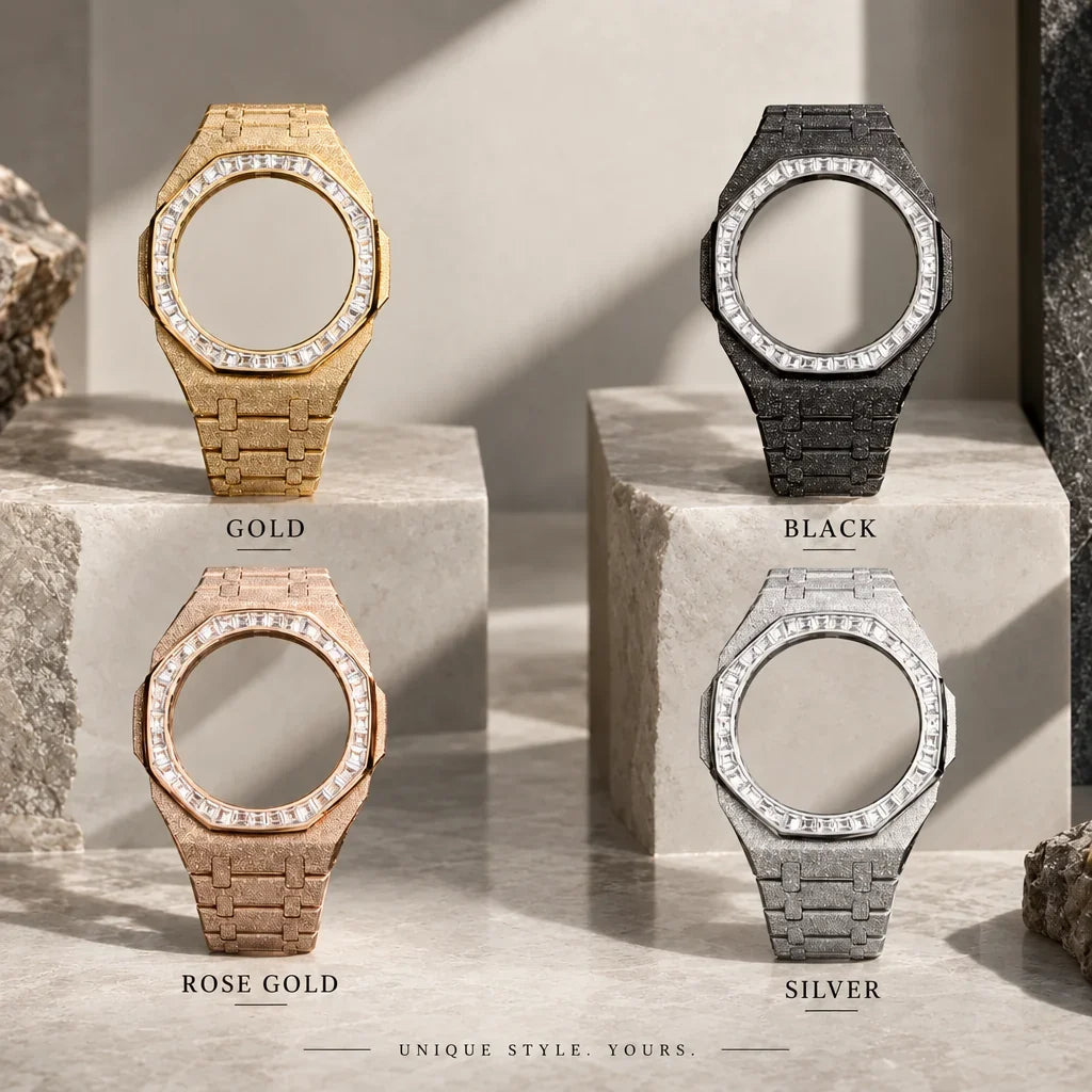 Custom Watch – Silver Frosted Diamond Bezel