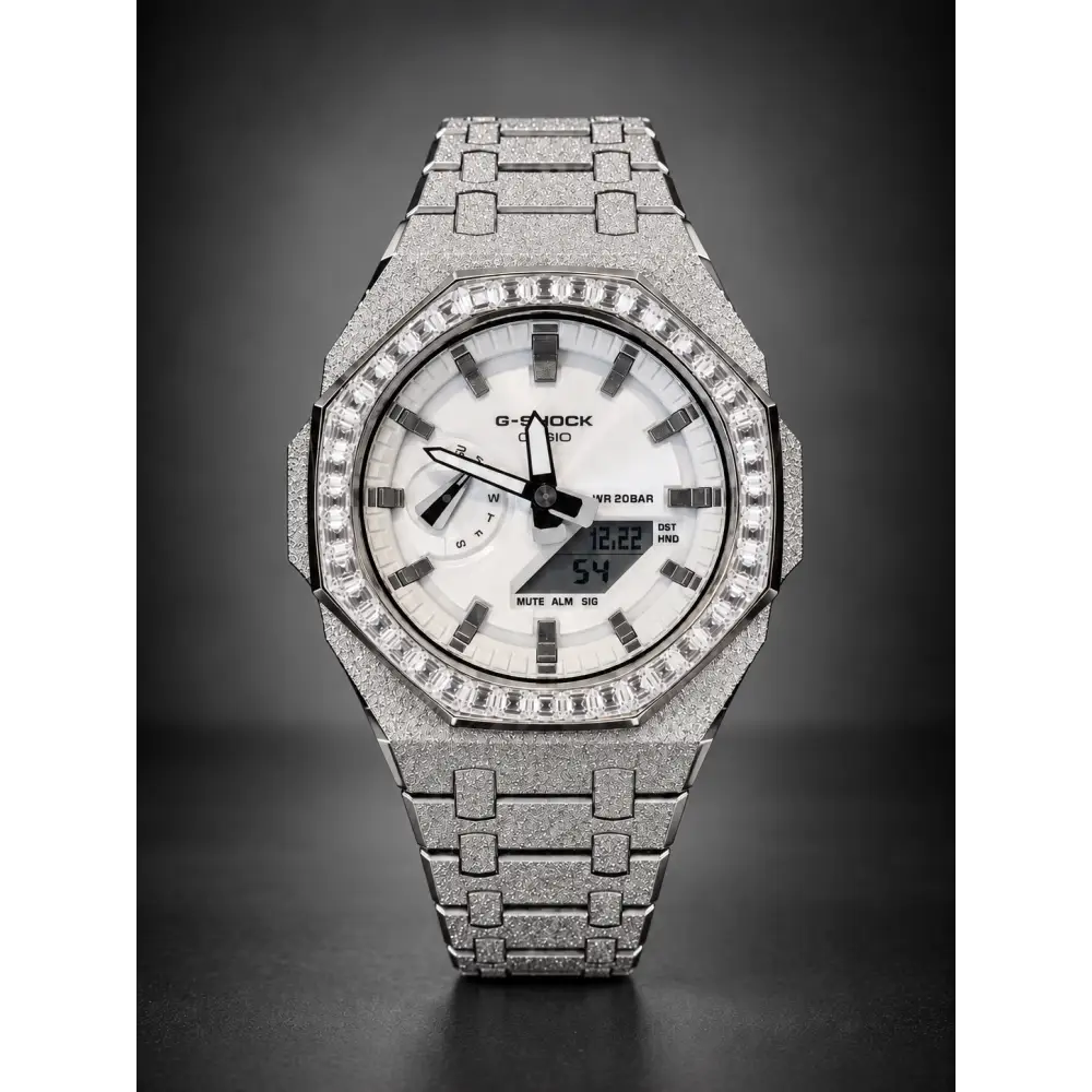 Custom Watch – Silver Frosted Diamond Bezel