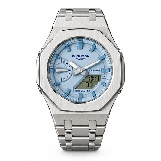 Custom Watch – Silver Pastel Blue - G-Shock GMAS2100 Mod