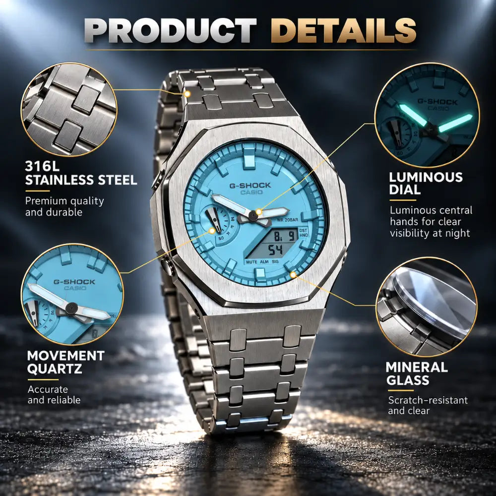 Custom Watch – Silver Sky Blue