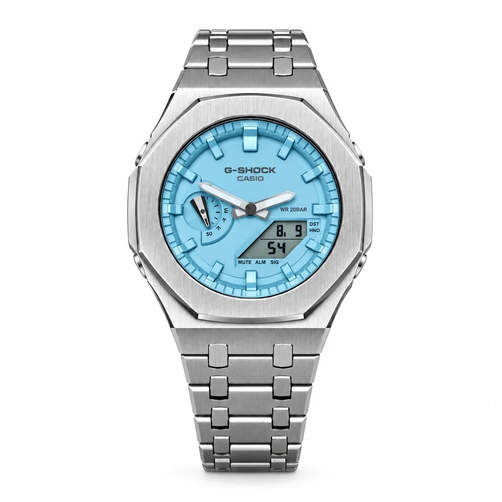 Custom Watch – Silver Sky Blue