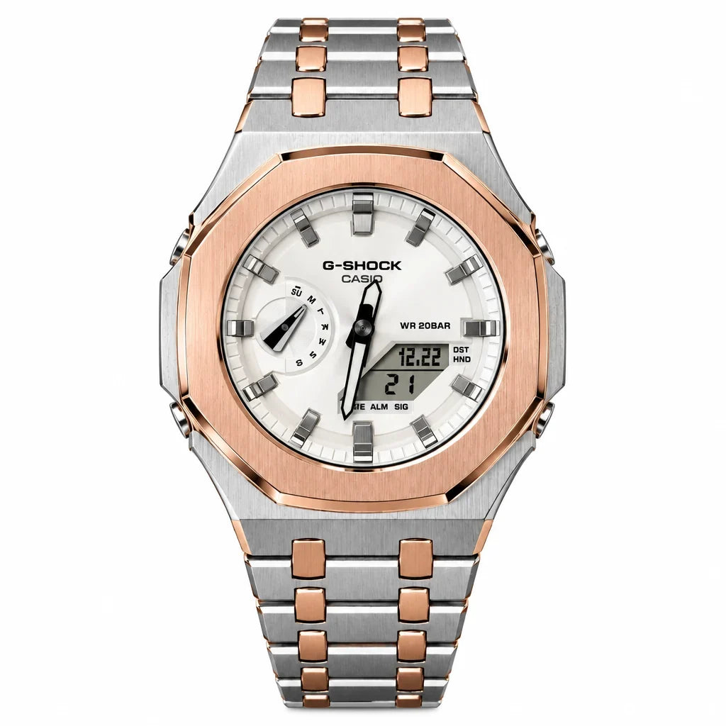 Custom Watch – Silver White Rose Gold