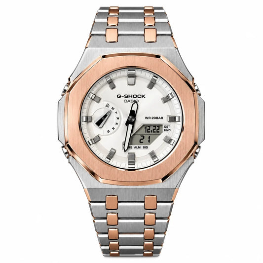 Custom Watch – Silver White Rose Gold