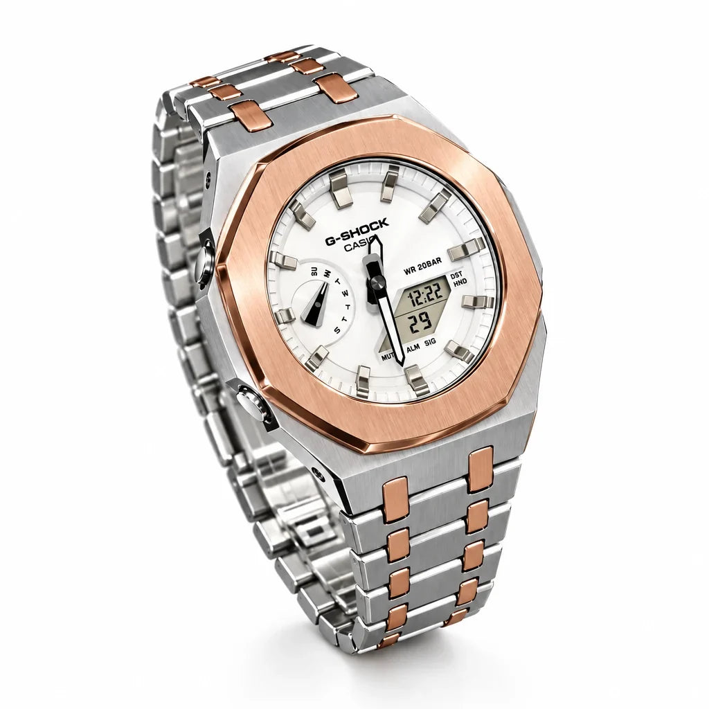 Custom Watch – Silver White Rose Gold