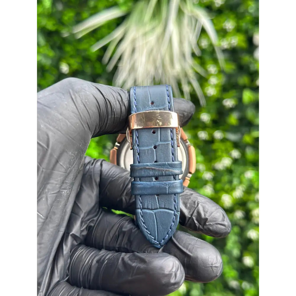 Casionaut Custom Watch – Black Blue Alligator Leather - Vintage G-Shock GA2100 Mod