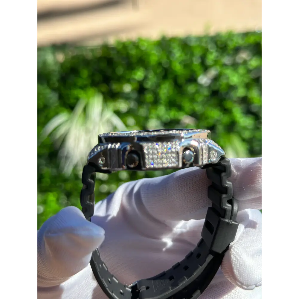 G-Shock Custom Hip Hop Watch – Moissanite 925 Full Silver IcedOut - Luxury GA2100 Mod