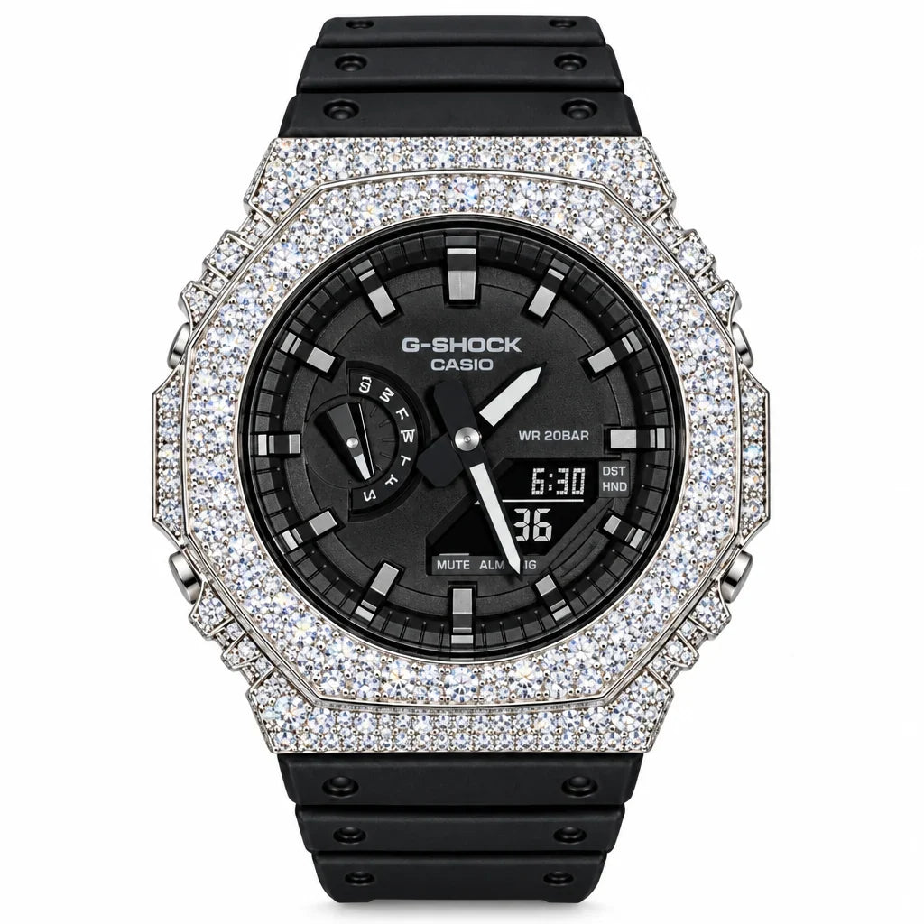 Custom G-Shock Hip Hop Watch – Moissanite 925 Silver IcedOut - Luxury GA2100 Mod